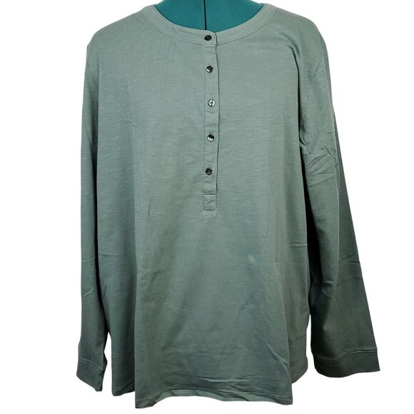 NWT Bundle of 2 Style & Co Womens Shirt 3/4 Button 2X Angel Falls/ Sage Green - Picture 2 of 16